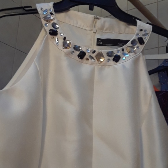 Jeweled Neck Satin Dress - Chetta B. - Picture 2 of 8
